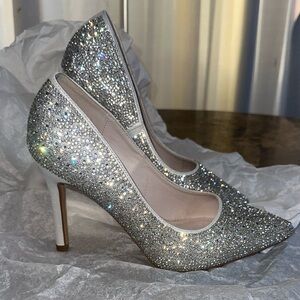 Elegant Silver Glitter Heels
